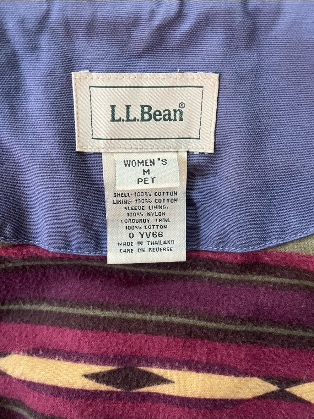 L.L. Bean Blue Canvas Trench with Brown Corduroy Collar - Picture 5 of 5